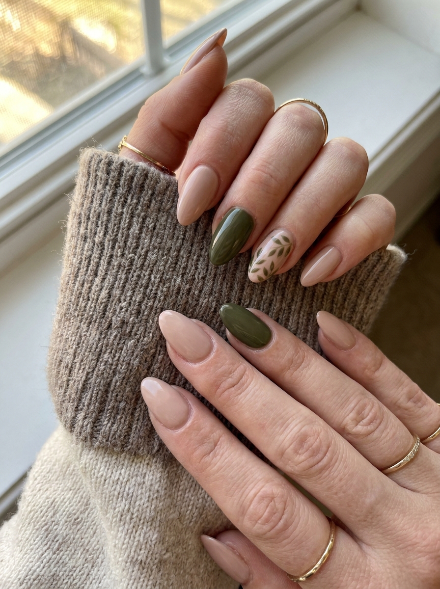 Olive Green Accent Nails – gepflegte Nagelidee 2026